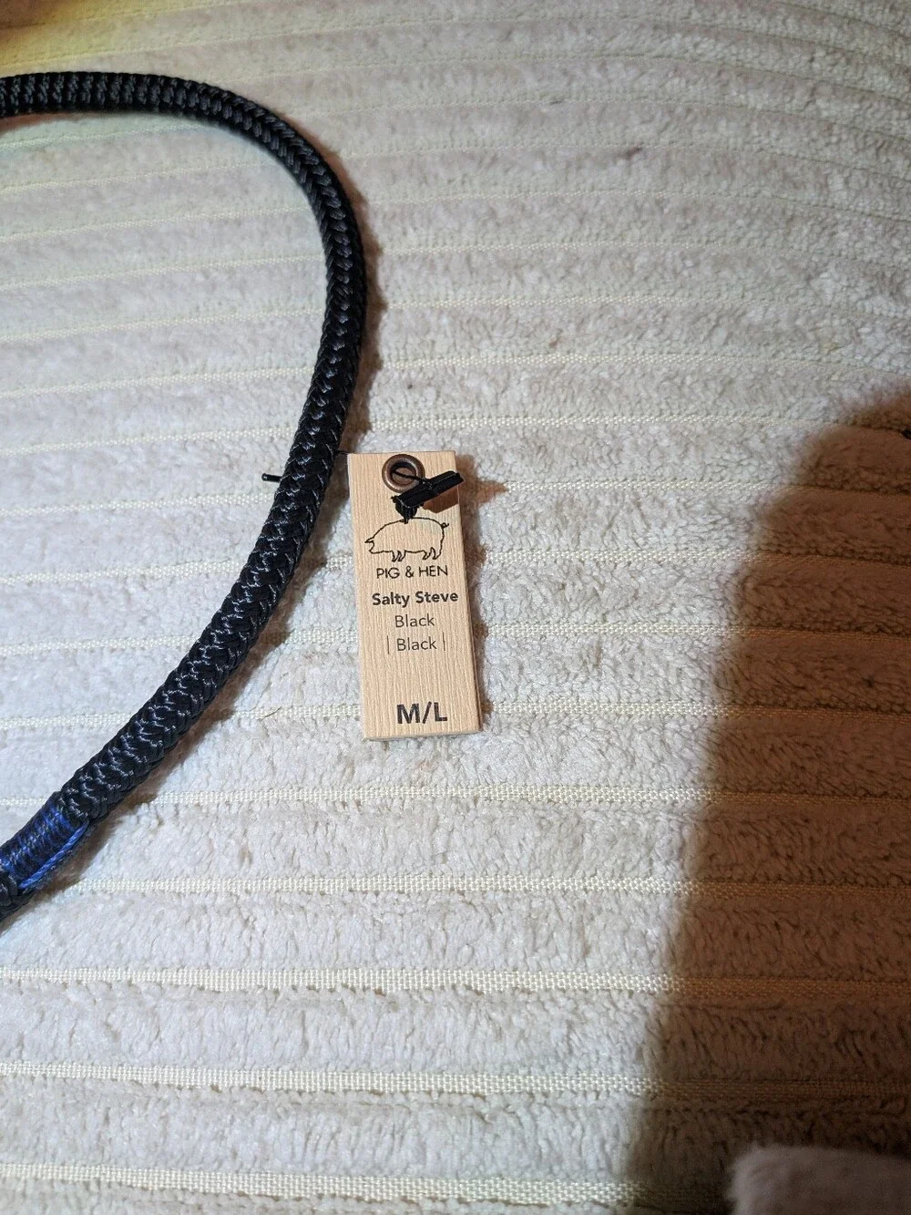 NWT Pig & Hen Salty Steve Black Rope Bracelet ML 7.5